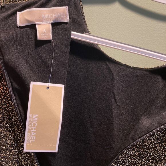 NWT Women's Michael Kors Retro Style Shift Dress Size Small Black/Gold MSRP $125 - Picture 4 of 8